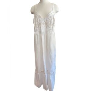 Ava & Viv Women's Sundress X White Tan Embroidery Spaghetti Straps Elastic Back